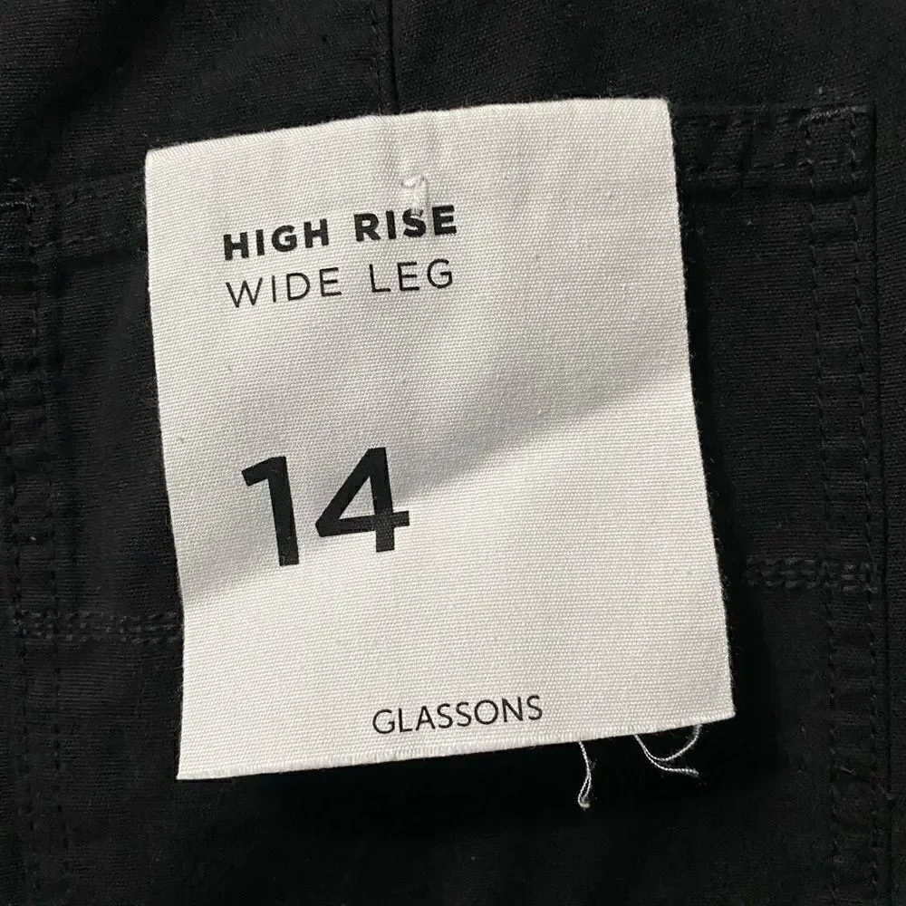 NWT Glassons High Rise Wide Leg 100% cotton slacks 14